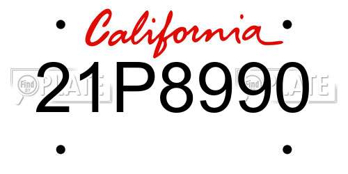 21P8990 California License Plate