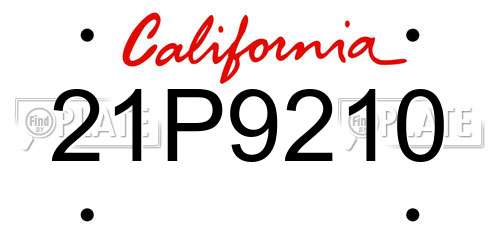 21P9210 California License Plate