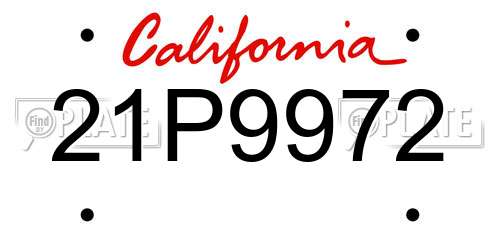 21P9972 California License Plate