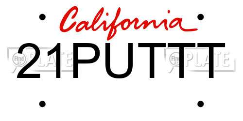 21PUTTT California License Plate