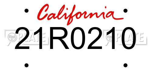 21R0210 California License Plate