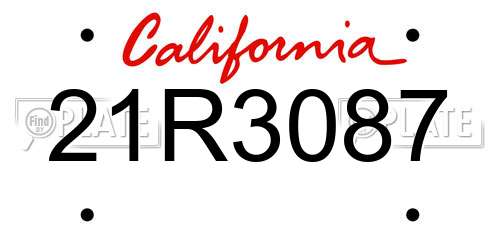 21R3087 California License Plate