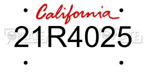 21R4025 California License Plate