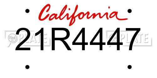 21R4447 California License Plate
