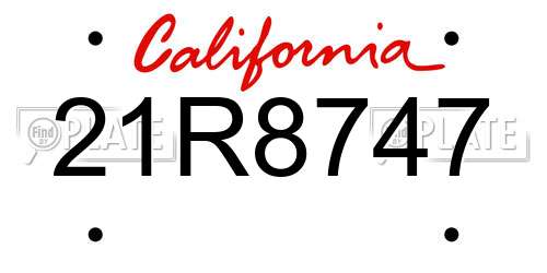 21R8747 California License Plate