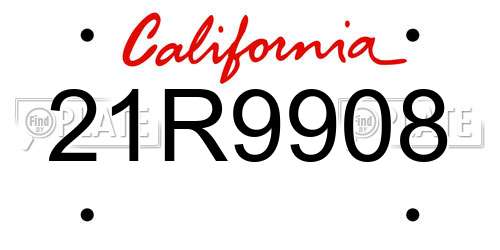 21R9908 California License Plate