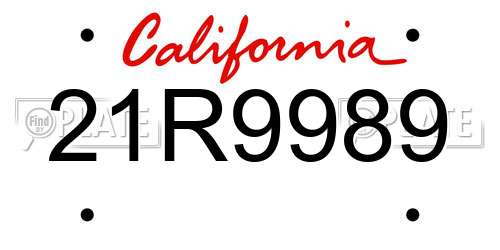 21R9989 California License Plate