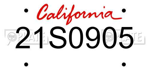 21S0905 California License Plate