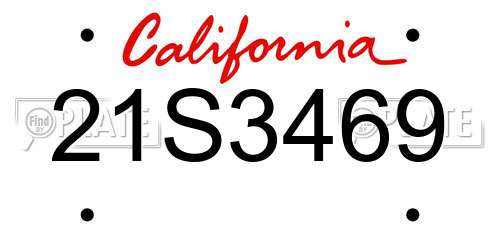 21S3469 California License Plate