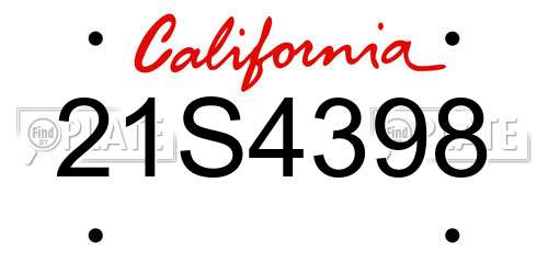 21S4398 California License Plate