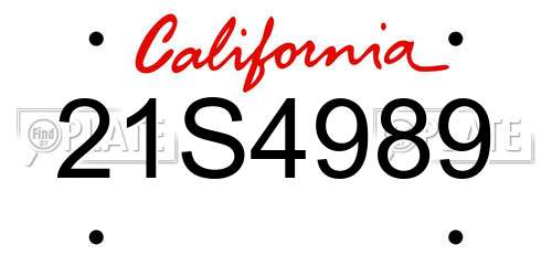 21S4989 California License Plate