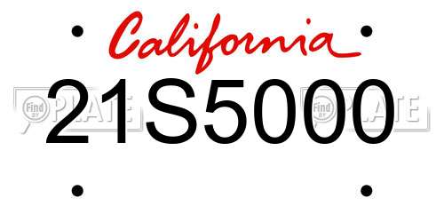 21S5000 California License Plate