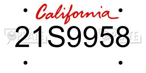 21S9958 California License Plate