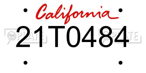 21T0484 California License Plate