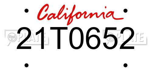 21T0652 California License Plate