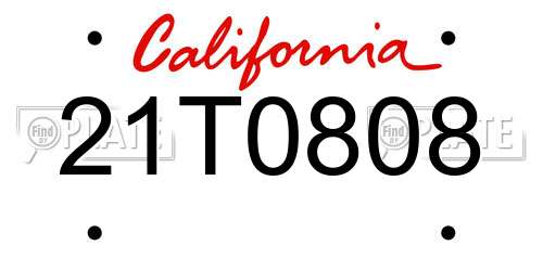 21T0808 California License Plate