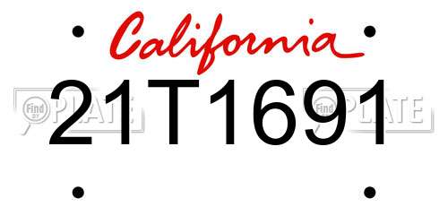 21T1691 California License Plate
