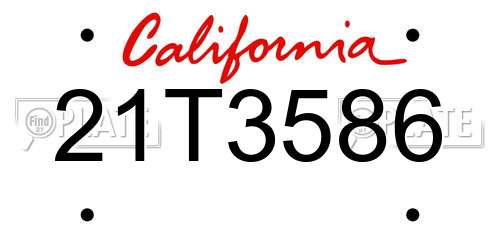 21T3586 California License Plate