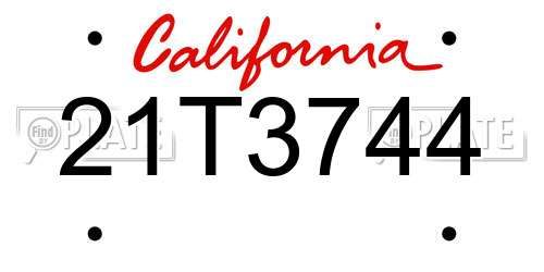 21T3744 California License Plate
