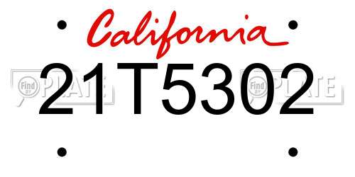 21T5302 California License Plate
