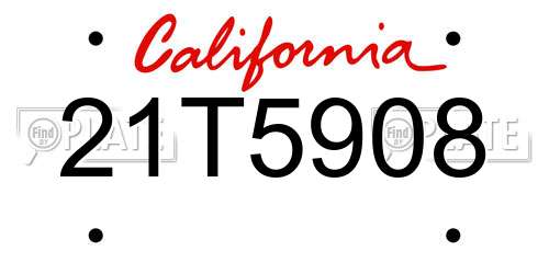 21T5908 California License Plate