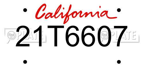21T6607 California License Plate
