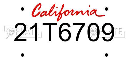 21T6709 California License Plate