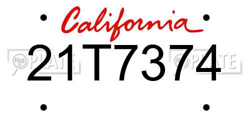 21T7374 California License Plate