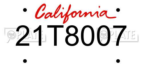 21T8007 California License Plate