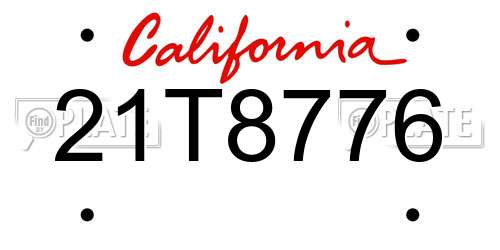 21T8776 California License Plate