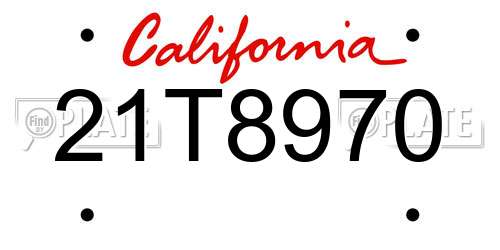 21T8970 California License Plate