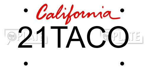 21TACO California License Plate