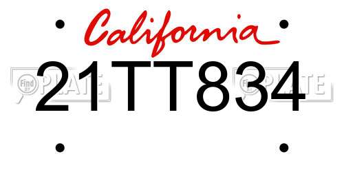 21TT834 California License Plate