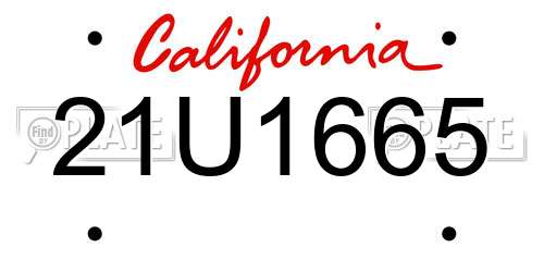 21U1665 California License Plate
