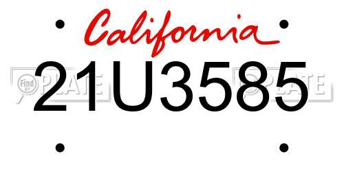 21U3585 California License Plate