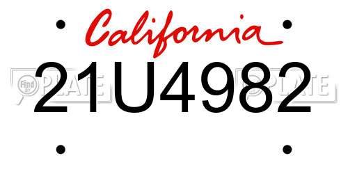 21U4982 California License Plate