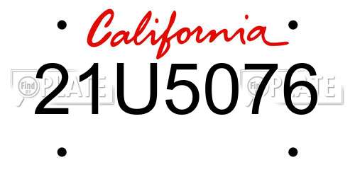 21U5076 California License Plate