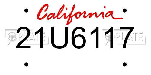 21U6117 California License Plate