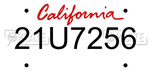 21U7256 California License Plate