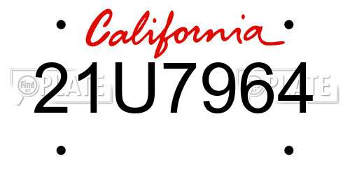 21U7964 California License Plate