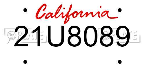 21U8089 California License Plate