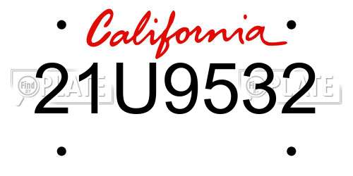 21U9532 California License Plate