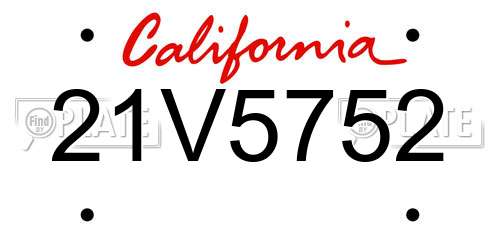 21V5752 California License Plate