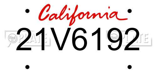 21V6192 California License Plate
