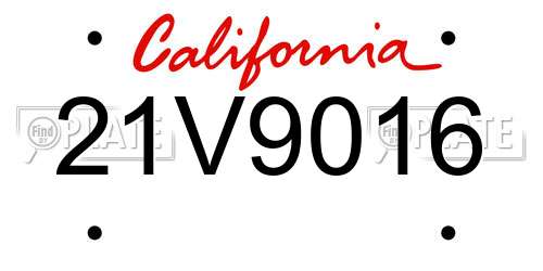 21V9016 California License Plate