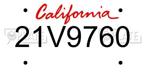 21V9760 California License Plate