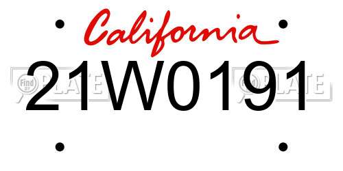 21W0191 California License Plate