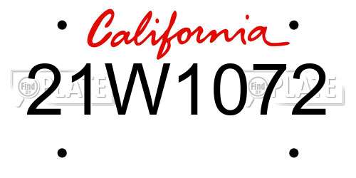 21W1072 California License Plate