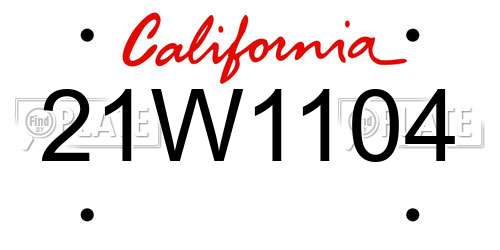 21W1104 California License Plate