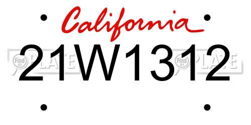 21W1312 California License Plate